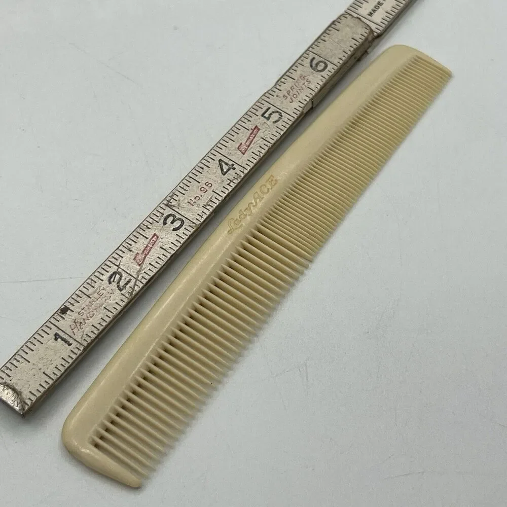 Vintage Lady Ace White Plastic Hair Comb 7